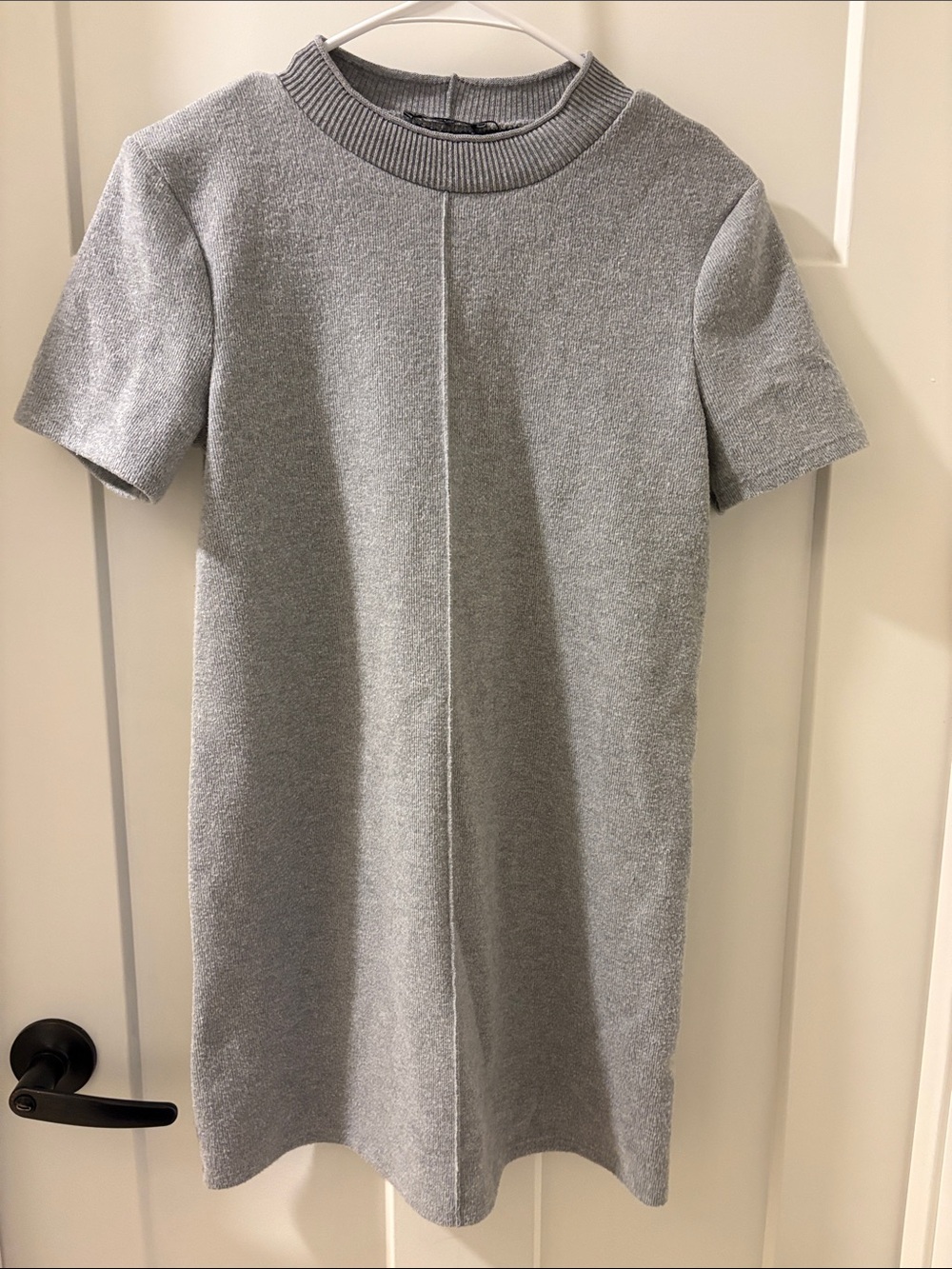 Zara Silver-Gray Short Sleeve Knit Mini Dress